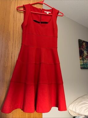 Banana Republic Red Sleeveless Fit-and-Flare Midi Dress